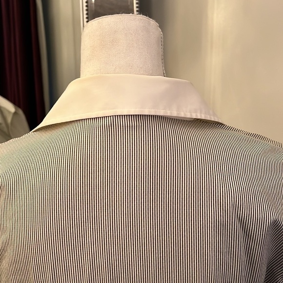Theory Striped White Collar French Cuff Button Down Size Medium - Picture 6 of 11